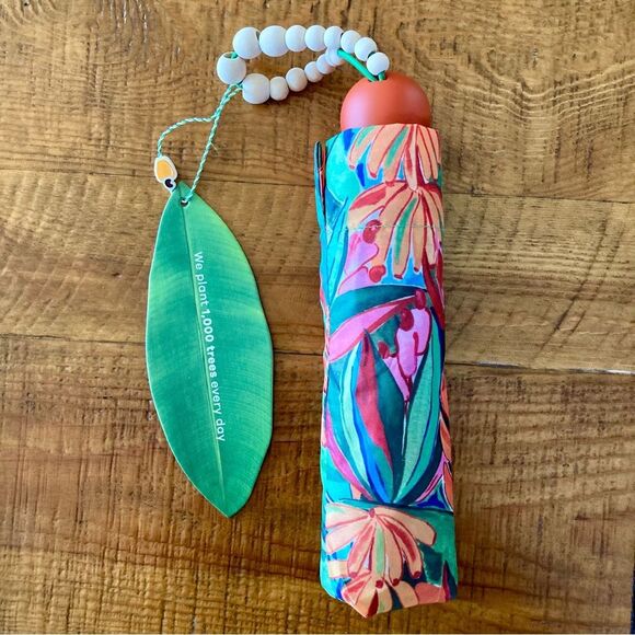 FARM Rio Banana Foliage Umbrella Tropical Plants Wood Beads Green Diameter 37.4" - Picture 2 of 9